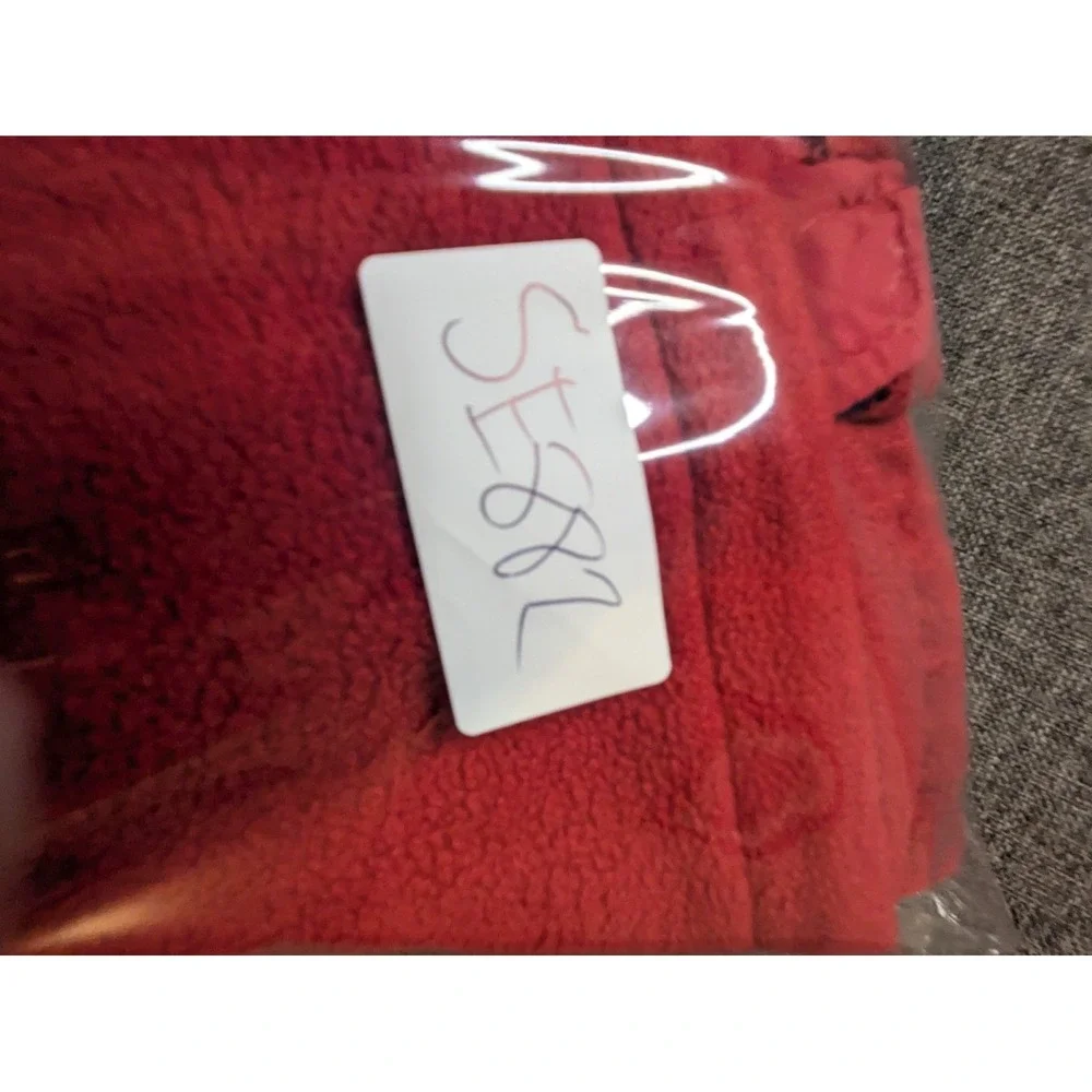 Vintage‎ LL Bean Men's Fleece Medium Jacket Outdoor Red Full-Zip Pockets Hiking